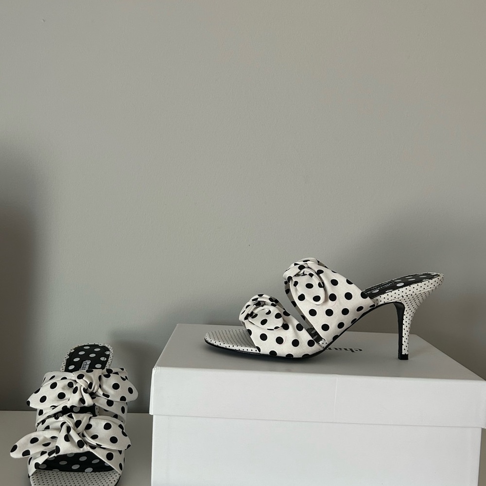 Charles David Black and White Polka Dot Heels